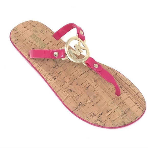 MICHAEL MICHAEL KORS Michael Kors Pink And Silver Cork Flip Flops! - Picture 7 of 7
